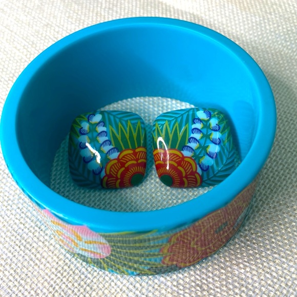 Vintage 1987 lucite bangle & earrings - Picture 5 of 5